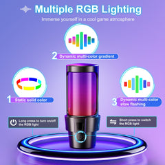 ALILYY Gaming USB Microphone,Noise Cancellation Condenser mic with Boom Arm,Mute, Gain, Monitoring, Gaming Microphone for Phone,PC,Computer,PS4,PS5,Mac,Streaming,Podcast,Twit
