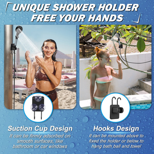 ALILYY Camping Shower with Pump,Portable Camping Shower,7800Mah Rechargeable Outdoor Shower Kit with Filtered Shower Head & 5 Gallons Foldable Bucket for Travel, Pet Bath,Car Washing,Surff